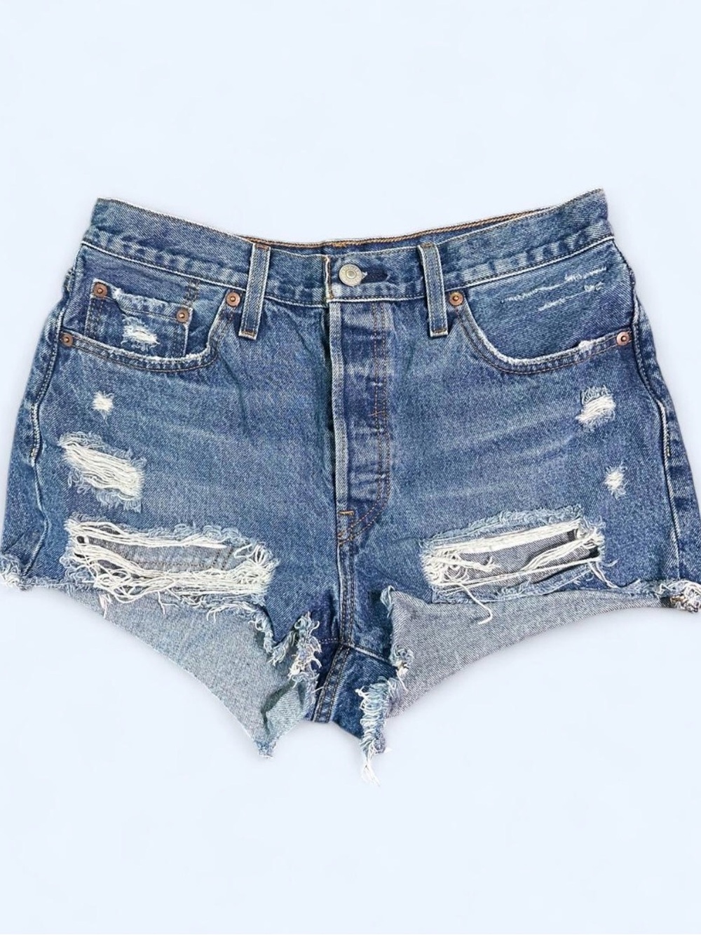 Levi’s 501 High-Rise Distressed Denim Shorts – 29 🔥